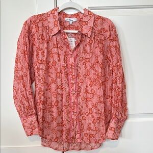 Pink Floral Button-Up Blouse